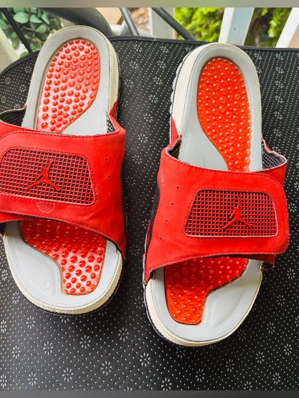 Jordan Red and White Massage Footbed Slide Sandals